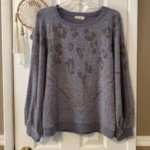 Phil love purple/leopard design oversized sweatshirt